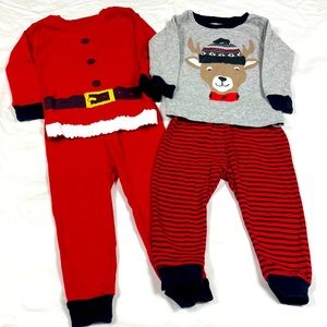 Two Carter’s boys two-piece matching holiday pajamas size 12 months